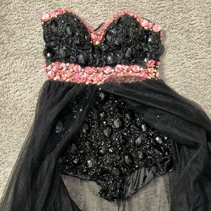 Jovani black with pink romper!  Great for Prom!